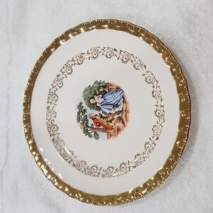 VINTAGE ATLAS FINE CHINAWARE WARANTED 22 KARAT GOLD DESSET PLATE